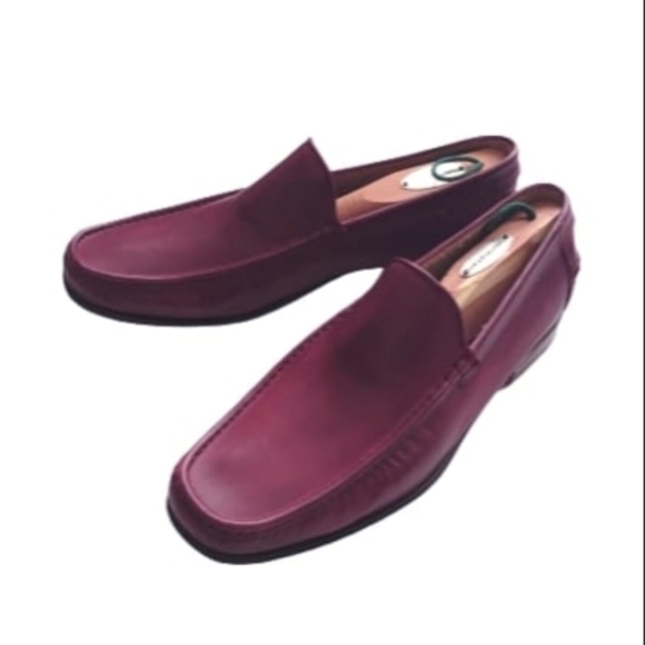 KITON Men\'s Calf Leather Slip on Loafers Shoes Burgundy size 9.5